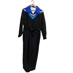 Bogner Women's Vintage Retro Ski Suit Black Size 14‎ 2 Piece Zippered Belted